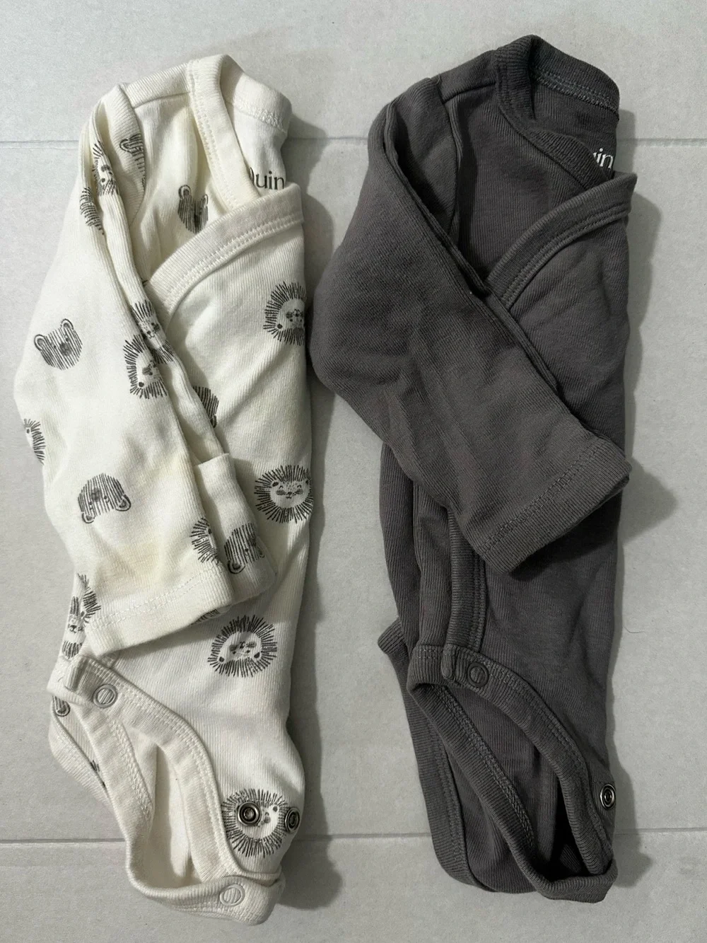 QUINCE Bundle of 2 100% Organic Cotton Kimono Baby Bodysuits 3-6M
